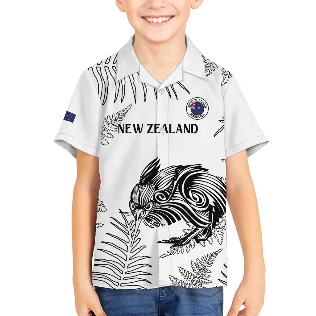 Custom New Zealand Kiwi Football Family Matching Puletasi and Hawaiian Shirt Aotearoa Silver Fern LT14 Son's Shirt White - Polynesian Pride