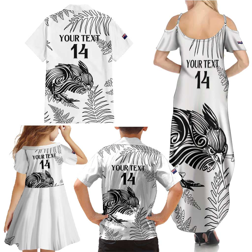 Custom New Zealand Kiwi Football Family Matching Summer Maxi Dress and Hawaiian Shirt Aotearoa Silver Fern LT14 - Polynesian Pride