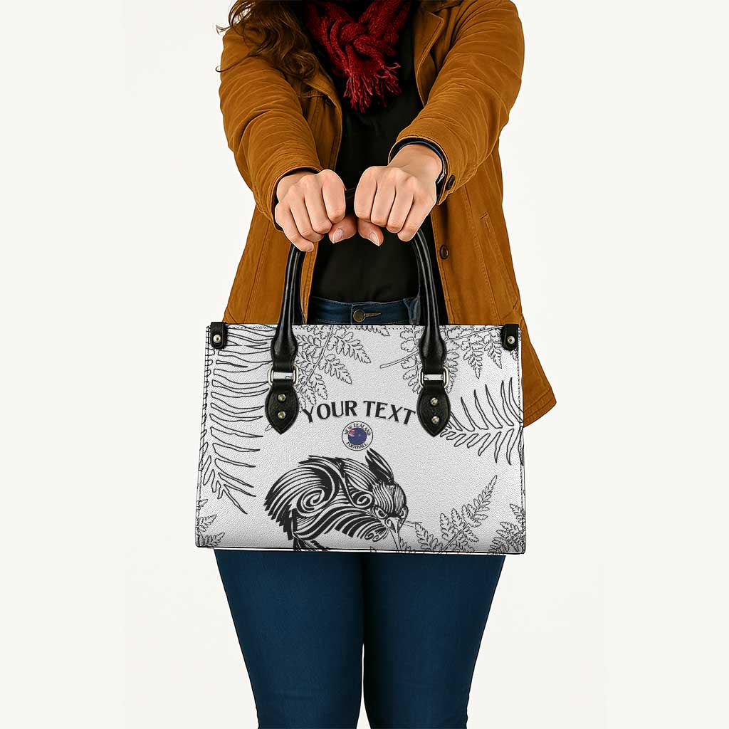 Custom New Zealand Kiwi Football Leather Bag Aotearoa Silver Fern - Polynesian Pride