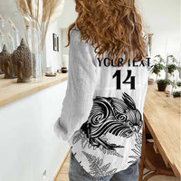 Custom New Zealand Kiwi Football Women Casual Shirt Aotearoa Silver Fern LT14 - Polynesian Pride