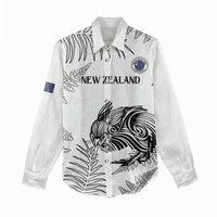 Custom New Zealand Kiwi Football Women Casual Shirt Aotearoa Silver Fern LT14 - Polynesian Pride