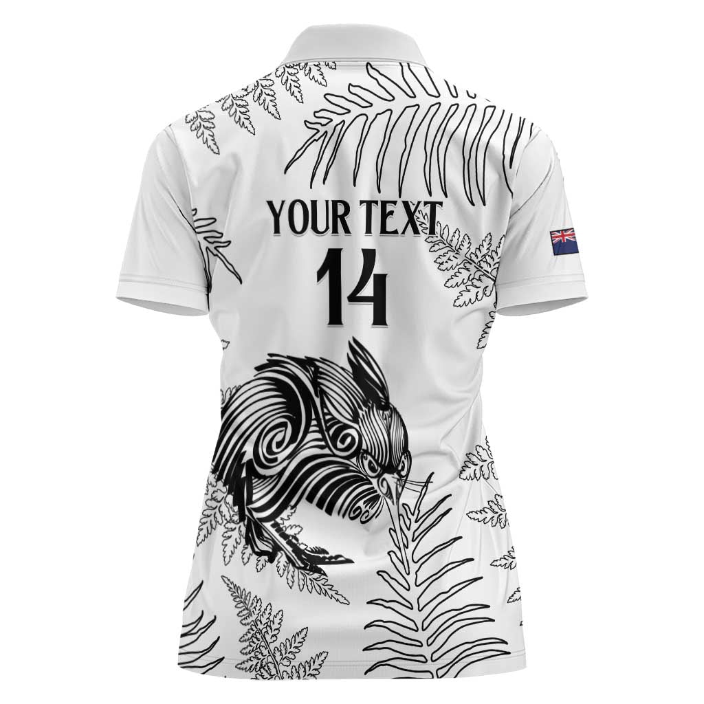 Custom New Zealand Kiwi Football Women Polo Shirt Aotearoa Silver Fern LT14 - Polynesian Pride