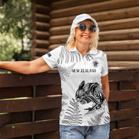 Custom New Zealand Kiwi Football Women Polo Shirt Aotearoa Silver Fern LT14 - Polynesian Pride