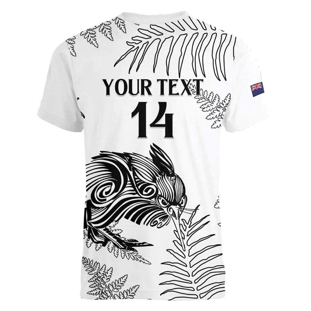 Custom New Zealand Kiwi Football Women V-Neck T-Shirt Aotearoa Silver Fern LT14 - Polynesian Pride