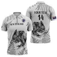 Custom New Zealand Kiwi Football Zipper Polo Shirt Aotearoa Silver Fern LT14 - Polynesian Pride