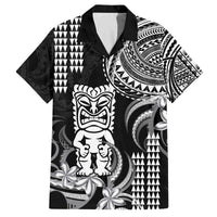 Hawaii Ku God Family Matching Off The Shoulder Long Sleeve Dress and Hawaiian Shirt Kakau Mix Polynesian Tattoo LT14 Dad's Shirt - Short Sleeve Black - Polynesian Pride