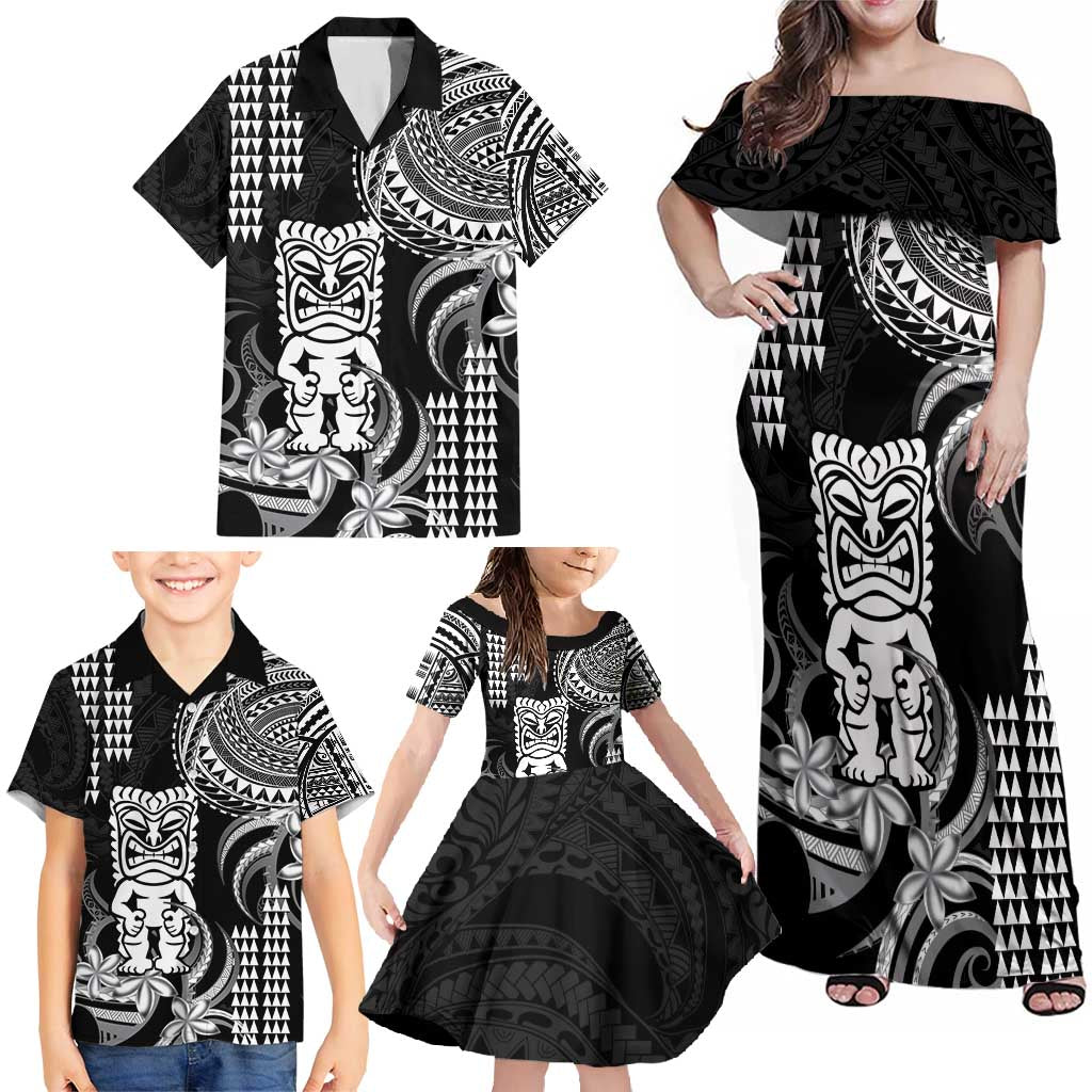 Hawaii Ku God Family Matching Off Shoulder Maxi Dress and Hawaiian Shirt Kakau Mix Polynesian Tattoo LT14 - Polynesian Pride