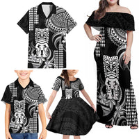 Hawaii Ku God Family Matching Off Shoulder Maxi Dress and Hawaiian Shirt Kakau Mix Polynesian Tattoo LT14 - Polynesian Pride
