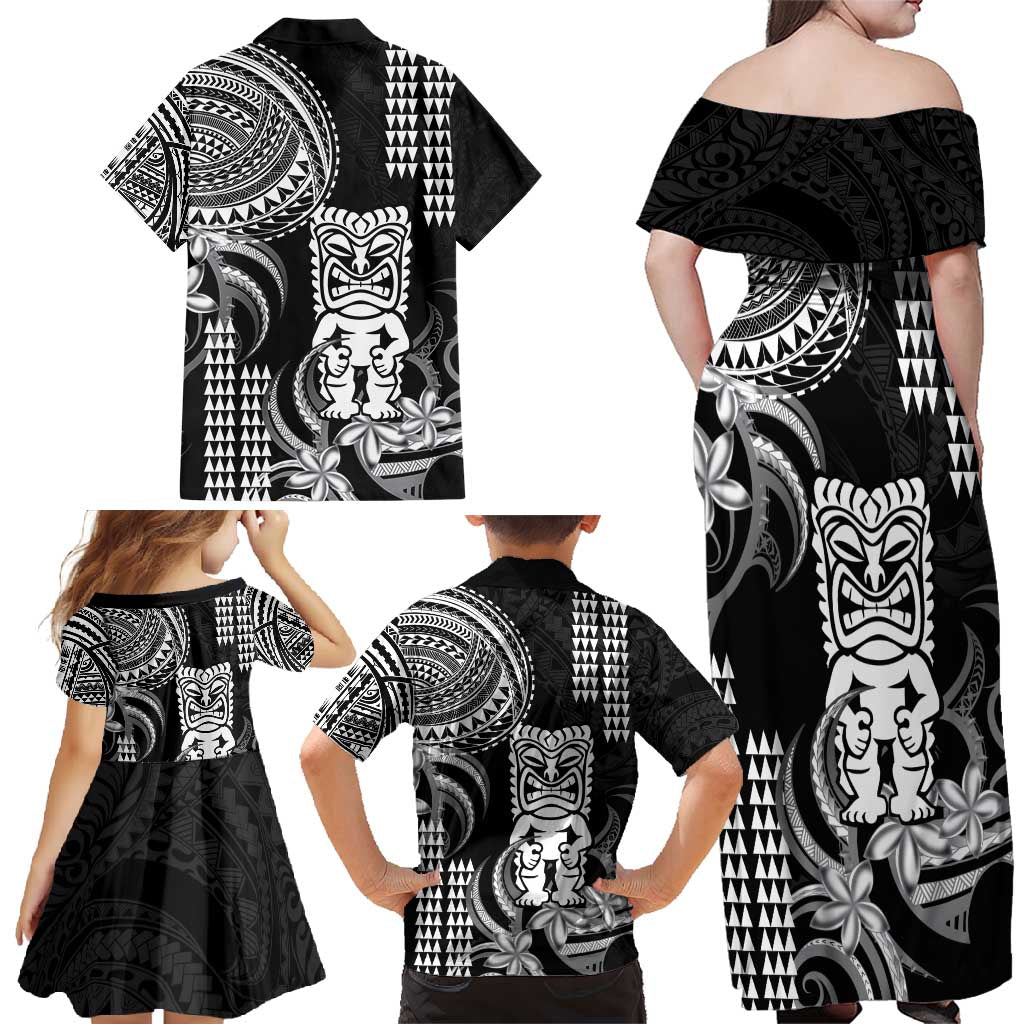 Hawaii Ku God Family Matching Off Shoulder Maxi Dress and Hawaiian Shirt Kakau Mix Polynesian Tattoo LT14 - Polynesian Pride