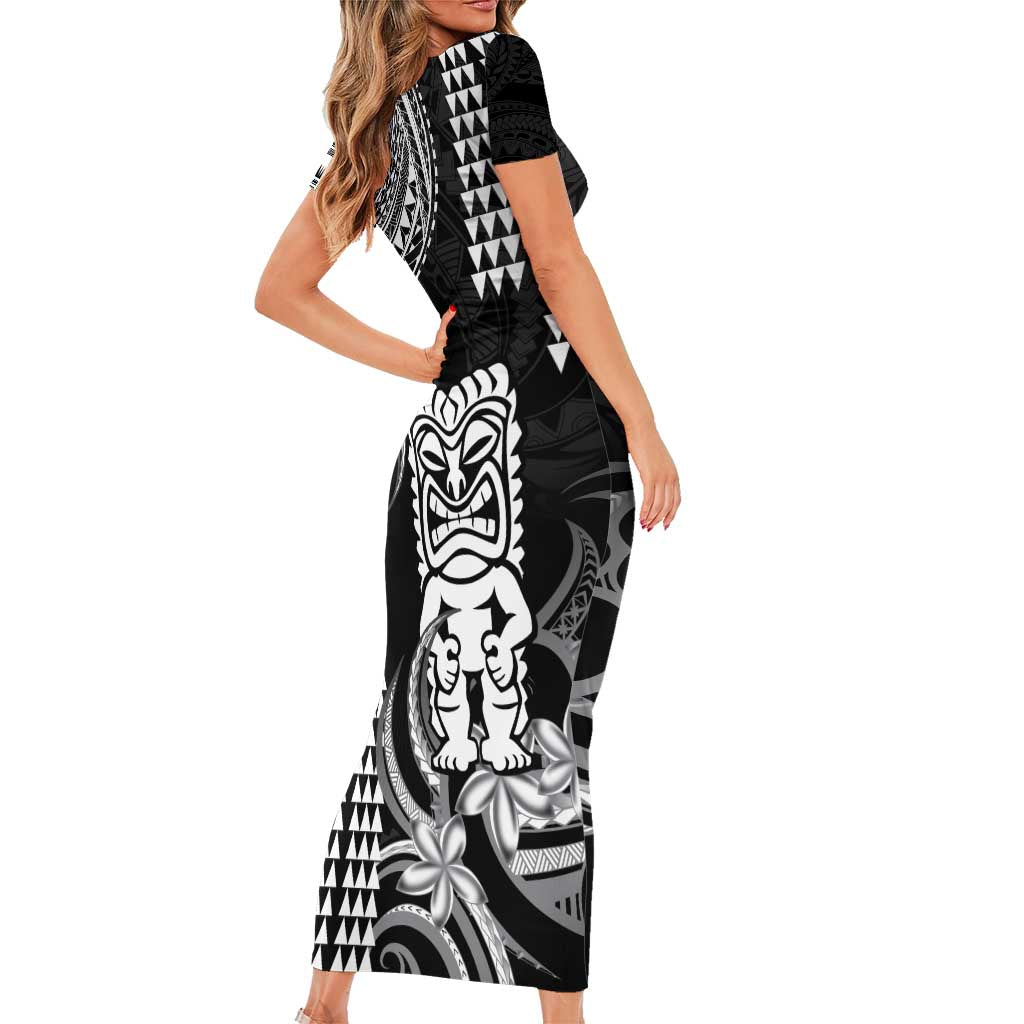 Hawaii Ku God Family Matching Short Sleeve Bodycon Dress and Hawaiian Shirt Kakau Mix Polynesian Tattoo LT14 - Polynesian Pride