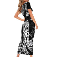 Hawaii Ku God Family Matching Short Sleeve Bodycon Dress and Hawaiian Shirt Kakau Mix Polynesian Tattoo LT14 - Polynesian Pride