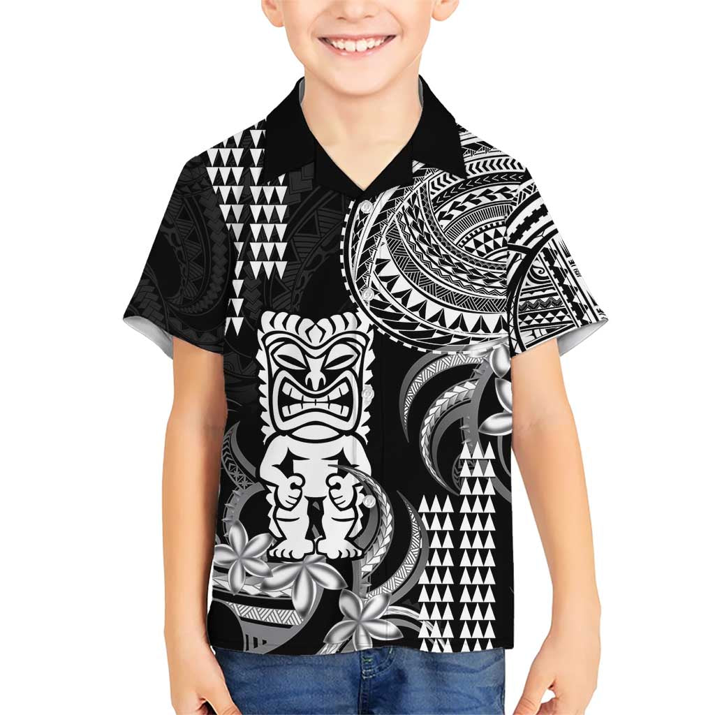 Hawaii Ku God Family Matching Short Sleeve Bodycon Dress and Hawaiian Shirt Kakau Mix Polynesian Tattoo LT14 Son's Shirt Black - Polynesian Pride