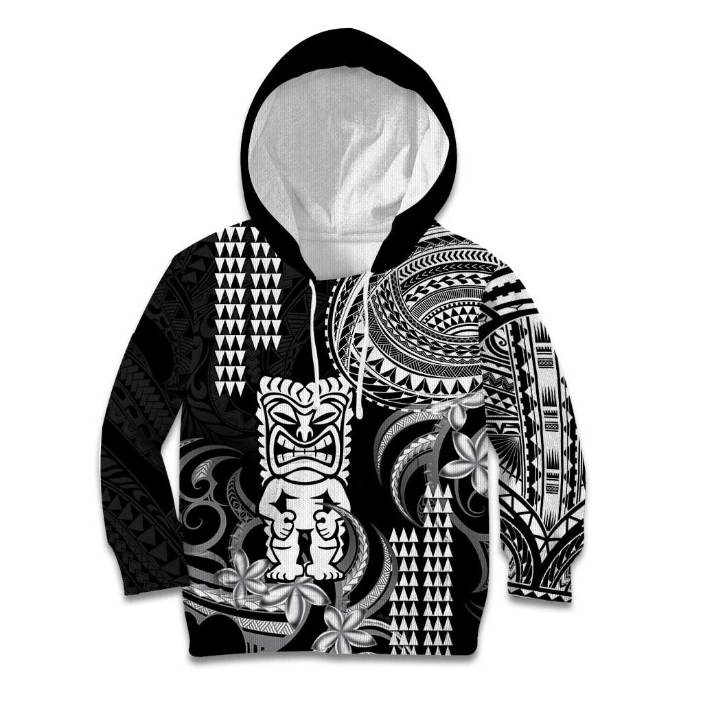 Hawaii Ku God Kid Hoodie Kakau Mix Polynesian Tattoo LT14 Hoodie Black - Polynesian Pride