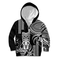 Hawaii Ku God Kid Hoodie Kakau Mix Polynesian Tattoo LT14 Zip Hoodie Black - Polynesian Pride