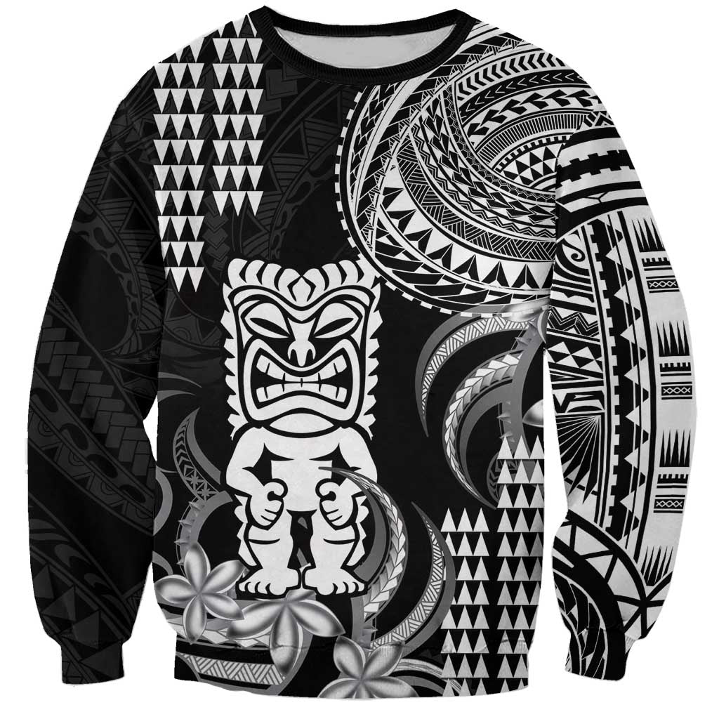 Hawaii Ku God Sweatshirt Kakau Mix Polynesian Tattoo LT14 Unisex Black - Polynesian Pride