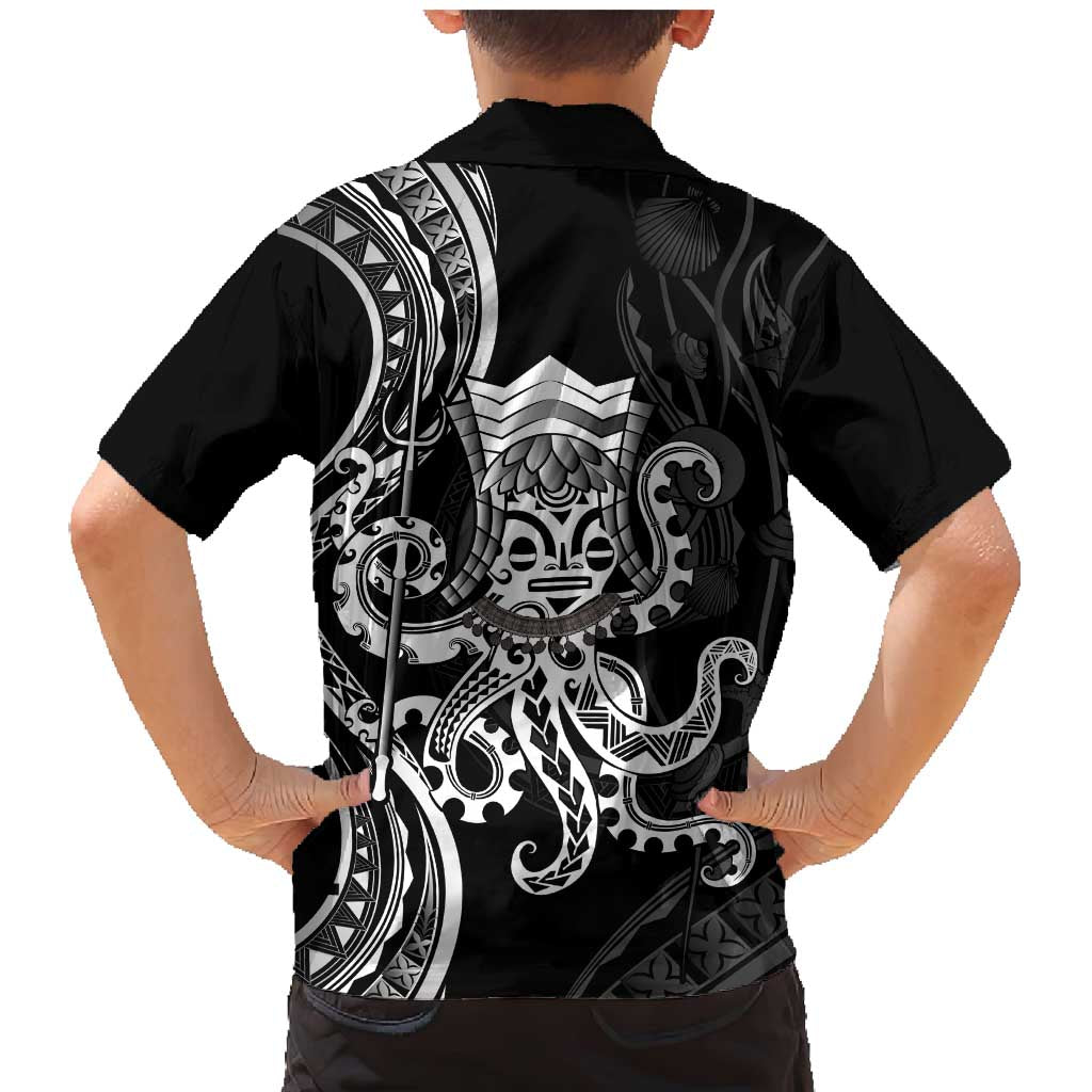 Black Hawaii Kanaloa God Family Matching Mermaid Dress and Hawaiian Shirt Hawaiian Octopus LT14 - Polynesian Pride