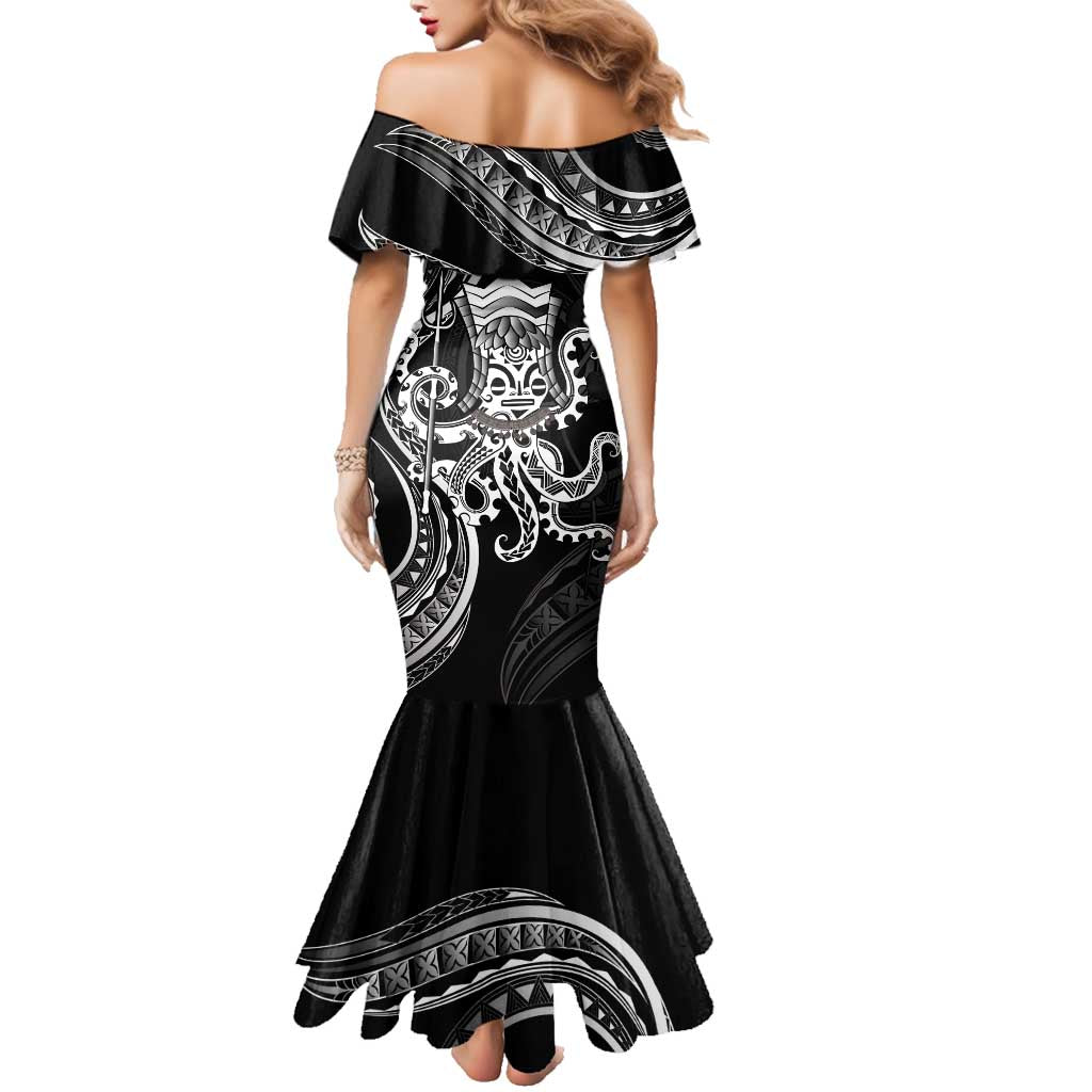 Black Hawaii Kanaloa God Family Matching Mermaid Dress and Hawaiian Shirt Hawaiian Octopus LT14 - Polynesian Pride
