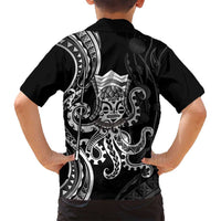 Black Hawaii Kanaloa God Family Matching Off Shoulder Maxi Dress and Hawaiian Shirt Hawaiian Octopus LT14 - Polynesian Pride