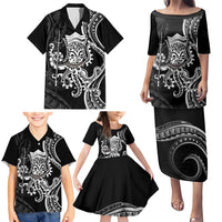 Black Hawaii Kanaloa God Family Matching Puletasi and Hawaiian Shirt Hawaiian Octopus