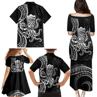 Black Hawaii Kanaloa God Family Matching Puletasi and Hawaiian Shirt Hawaiian Octopus