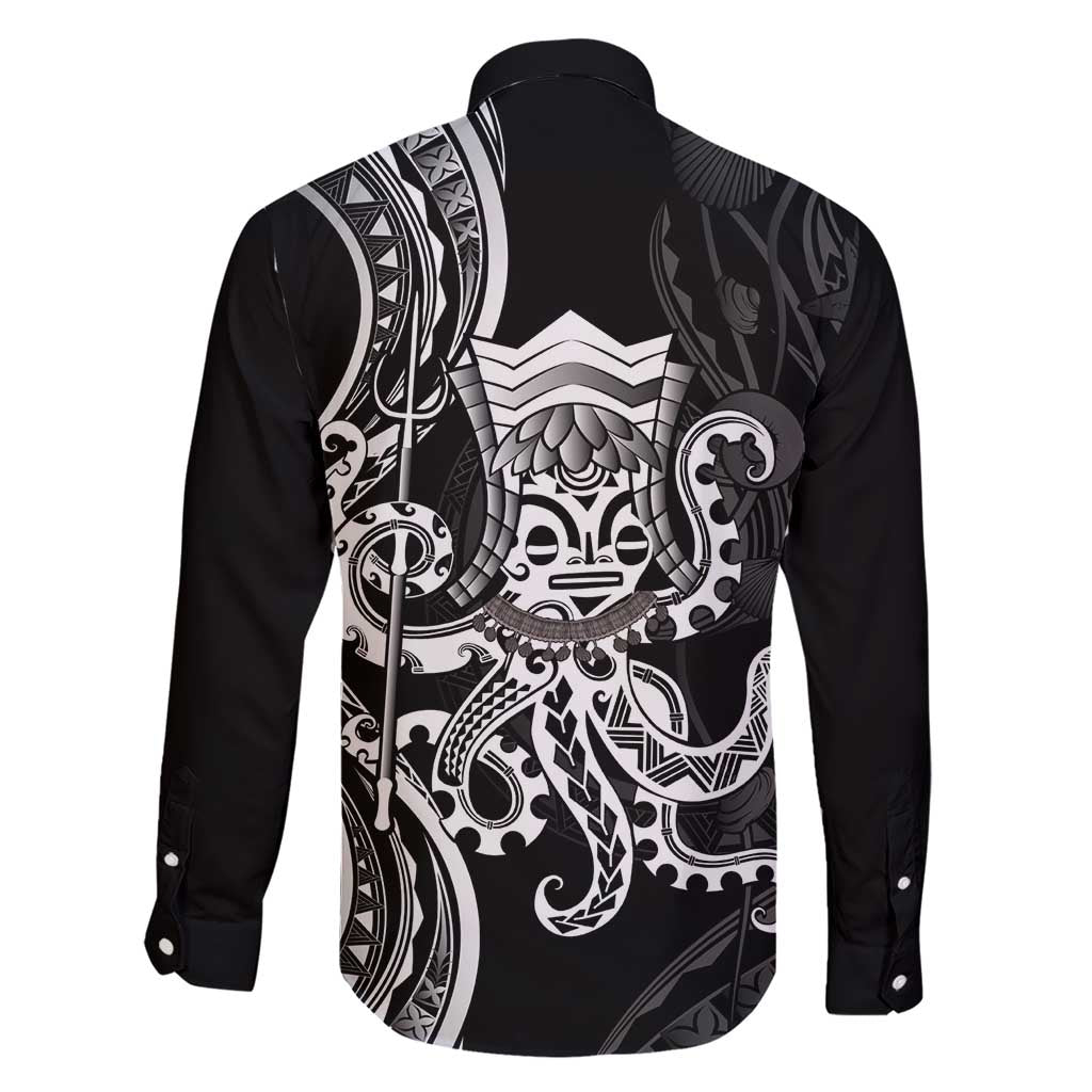 Black Hawaii Kanaloa God Family Matching Short Sleeve Bodycon Dress and Hawaiian Shirt Hawaiian Octopus LT14 - Polynesian Pride