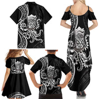Black Hawaii Kanaloa God Family Matching Summer Maxi Dress and Hawaiian Shirt Hawaiian Octopus LT14 - Polynesian Pride