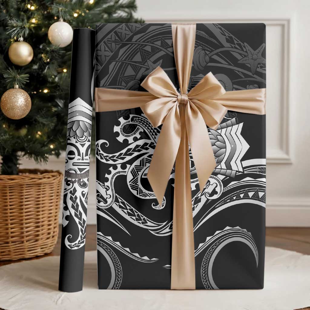Black Hawaii Kanaloa God Wrapping Paper Hawaiian Octopus - Polynesian Pride