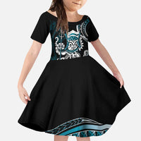 Turquoise Hawaii Kanaloa God Family Matching Mermaid Dress and Hawaiian Shirt Hawaiian Octopus LT14 Daughter's Dress Turquoise - Polynesian Pride