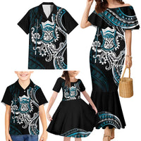 Turquoise Hawaii Kanaloa God Family Matching Mermaid Dress and Hawaiian Shirt Hawaiian Octopus LT14 - Polynesian Pride