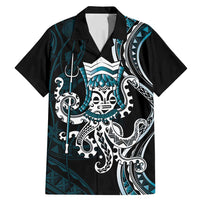 Turquoise Hawaii Kanaloa God Family Matching Mermaid Dress and Hawaiian Shirt Hawaiian Octopus LT14 Dad's Shirt - Short Sleeve Turquoise - Polynesian Pride
