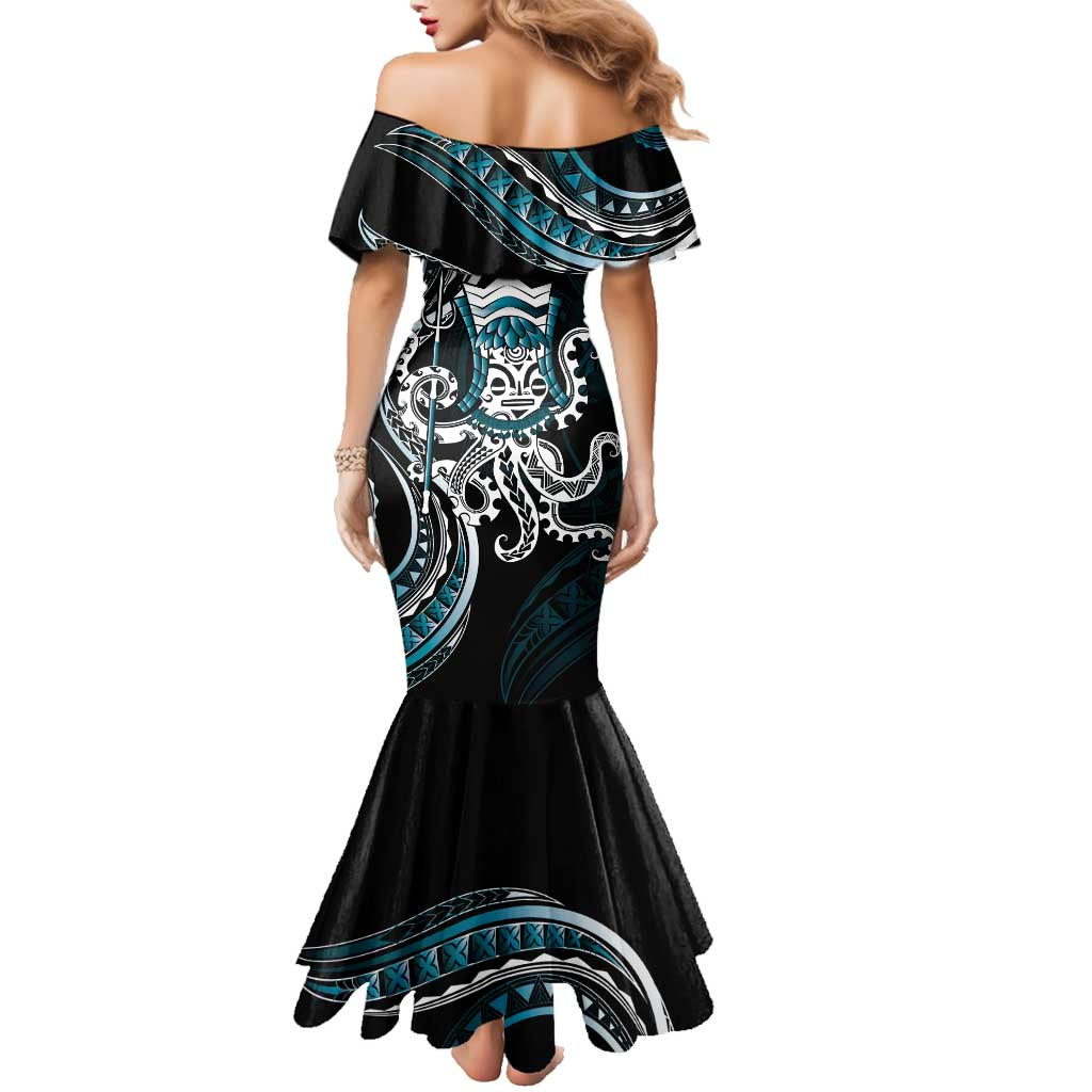 Turquoise Hawaii Kanaloa God Family Matching Mermaid Dress and Hawaiian Shirt Hawaiian Octopus LT14 - Polynesian Pride
