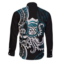 Turquoise Hawaii Kanaloa God Family Matching Off Shoulder Short Dress and Hawaiian Shirt Hawaiian Octopus LT14 - Polynesian Pride