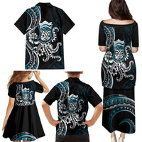 Turquoise Hawaii Kanaloa God Family Matching Puletasi and Hawaiian Shirt Hawaiian Octopus LT14 - Polynesian Pride