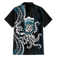 Turquoise Hawaii Kanaloa God Family Matching Summer Maxi Dress and Hawaiian Shirt Hawaiian Octopus LT14 - Polynesian Pride