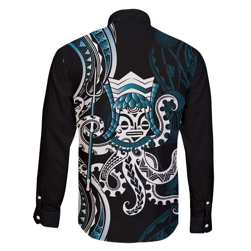 Turquoise Hawaii Kanaloa God Family Matching Summer Maxi Dress and Hawaiian Shirt Hawaiian Octopus LT14 - Polynesian Pride