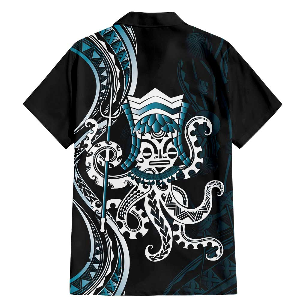Turquoise Hawaii Kanaloa God Family Matching Tank Maxi Dress and Hawaiian Shirt Hawaiian Octopus LT14 - Polynesian Pride