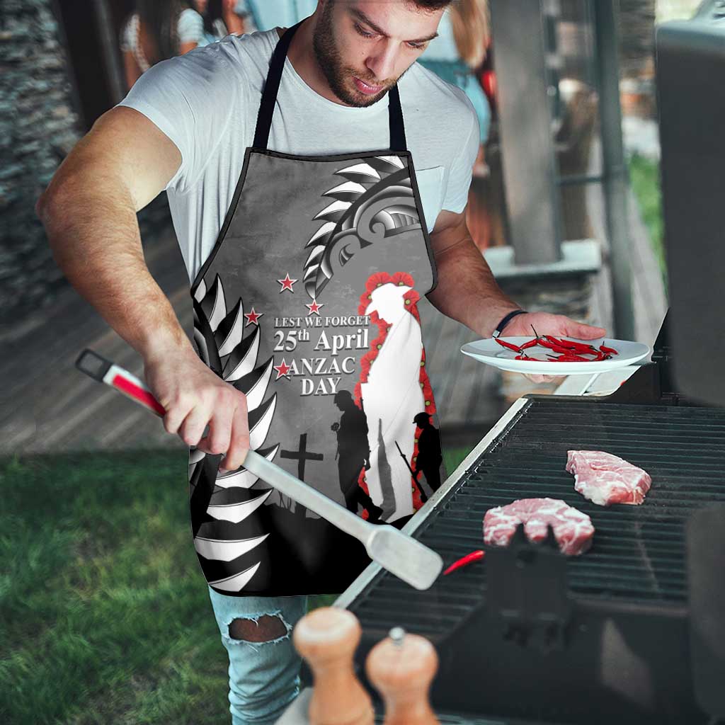 New Zealand ANZAC Day Apron 25th April Silver Fern With Poppy - Polynesian Pride