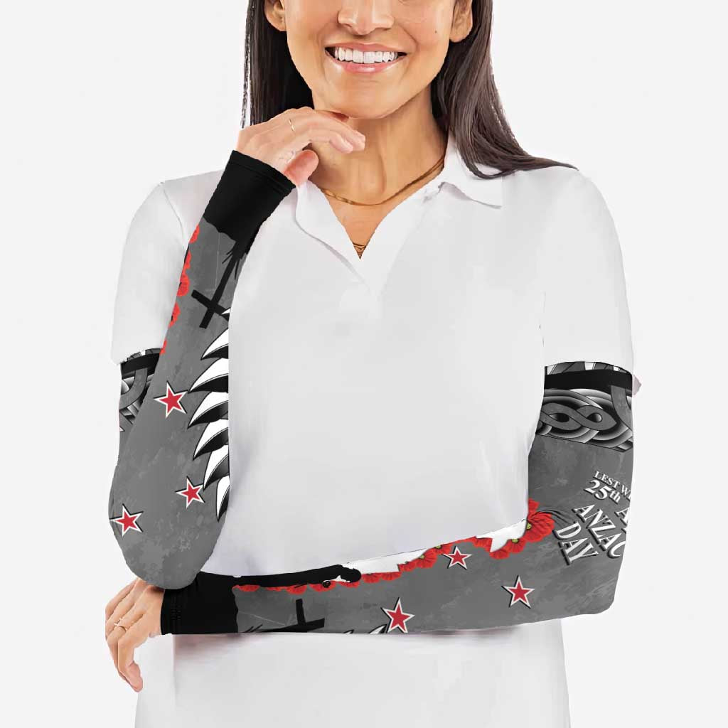 New Zealand ANZAC Day Arm Sleeves 25th April Silver Fern With Poppy - Polynesian Pride