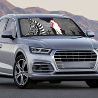 New Zealand ANZAC Day Auto Sun Shade 25th April Silver Fern With Poppy - Polynesian Pride