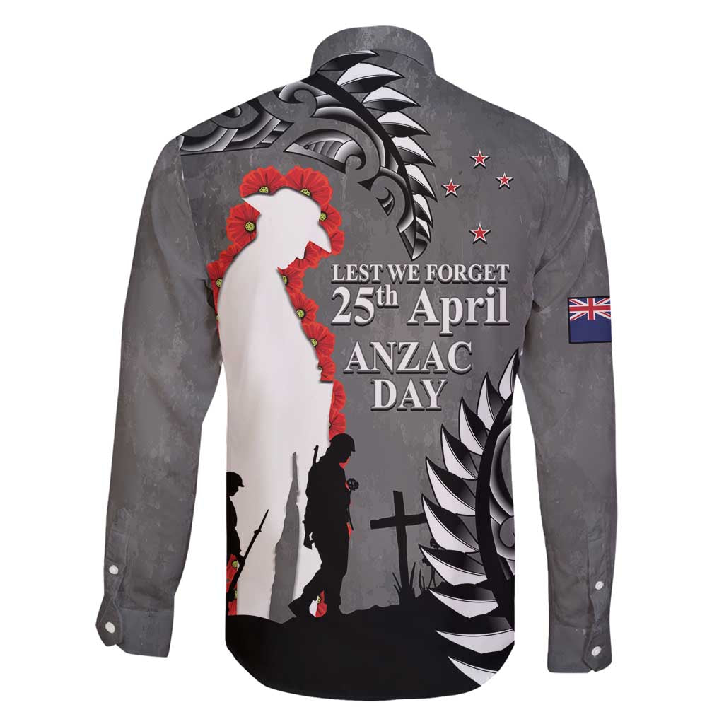 New Zealand ANZAC Day Family Matching Puletasi and Hawaiian Shirt 25th April Silver Fern With Poppy LT14 - Polynesian Pride