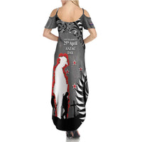 New Zealand ANZAC Day Family Matching Summer Maxi Dress and Hawaiian Shirt 25th April Silver Fern With Poppy LT14 - Polynesian Pride
