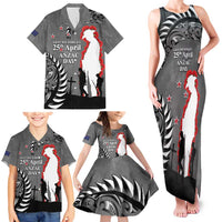 New Zealand ANZAC Day Family Matching Tank Maxi Dress and Hawaiian Shirt 25th April Silver Fern With Poppy LT14 - Polynesian Pride
