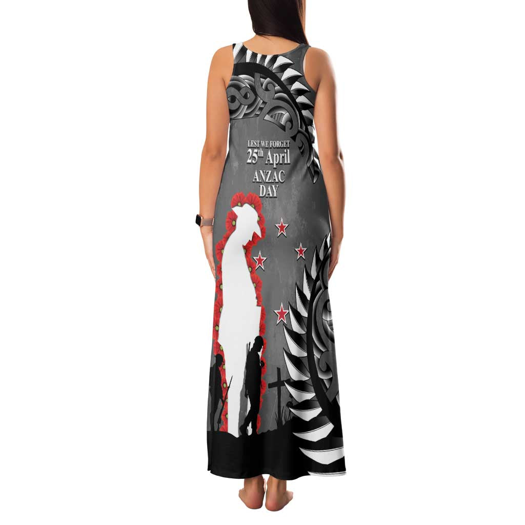 New Zealand ANZAC Day Family Matching Tank Maxi Dress and Hawaiian Shirt 25th April Silver Fern With Poppy LT14 - Polynesian Pride