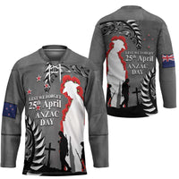New Zealand ANZAC Day Hockey Jersey 25th April Silver Fern With Poppy - Polynesian Pride
