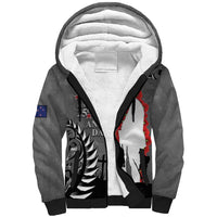 New Zealand ANZAC Day Sherpa Hoodie 25th April Silver Fern With Poppy LT14 Unisex Gray - Polynesian Pride