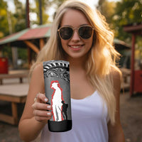 New Zealand ANZAC Day Skinny Tumbler 25th April Silver Fern With Poppy LT14 - Polynesian Pride