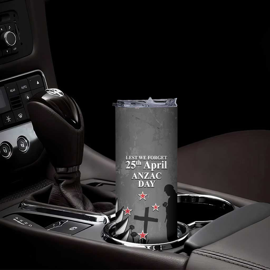 New Zealand ANZAC Day Skinny Tumbler 25th April Silver Fern With Poppy LT14 - Polynesian Pride