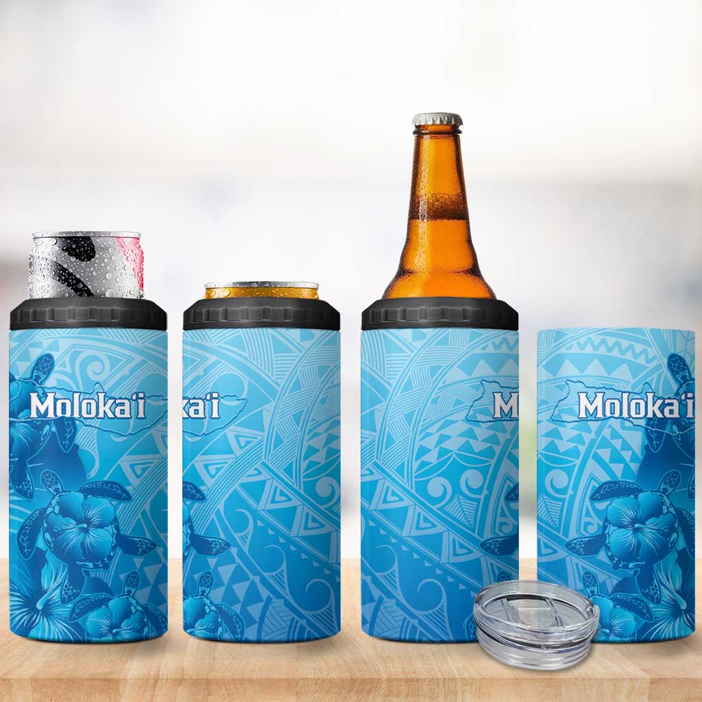 Aloha Hawaii Molokai Island 4 in 1 Can Cooler Tumbler Hibiscus Tribal Honu Hawaiian Tattoo LT14 - Polynesian Pride