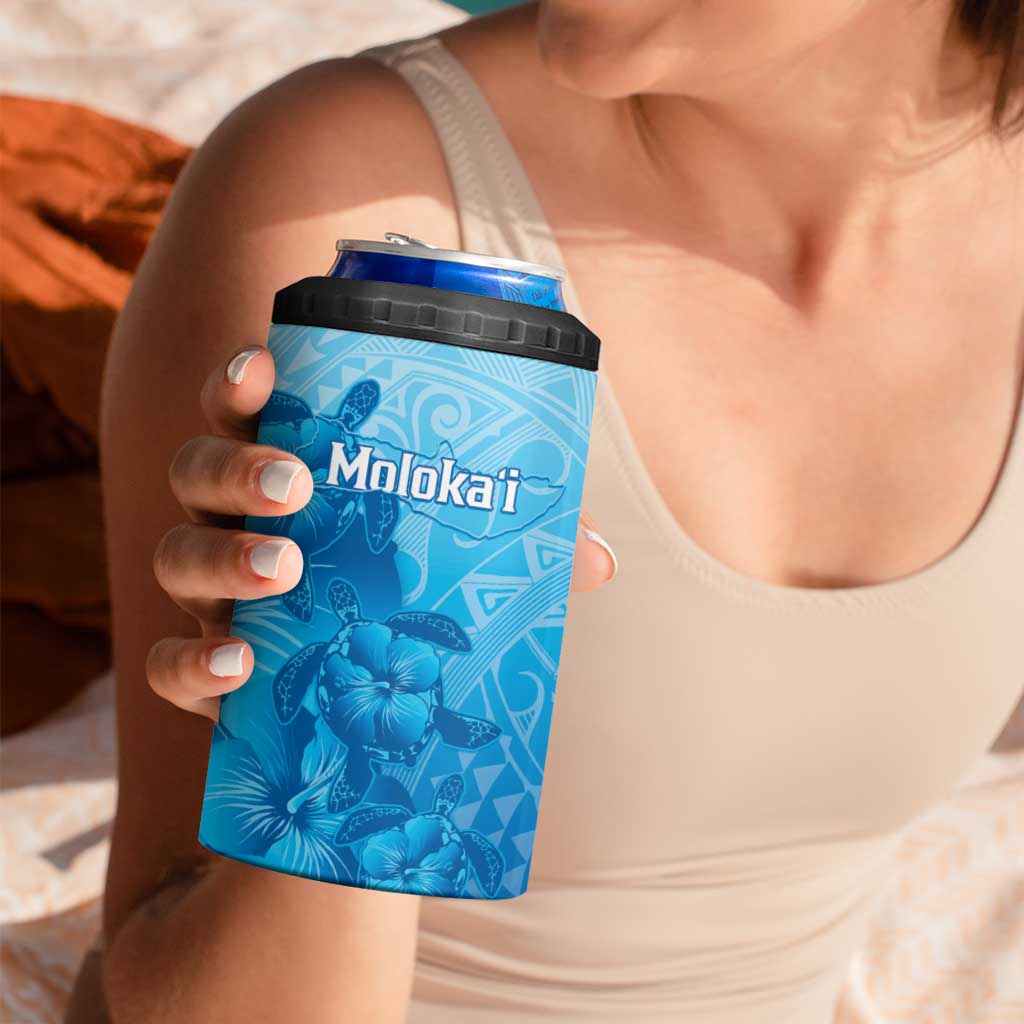 Aloha Hawaii Molokai Island 4 in 1 Can Cooler Tumbler Hibiscus Tribal Honu Hawaiian Tattoo LT14 - Polynesian Pride