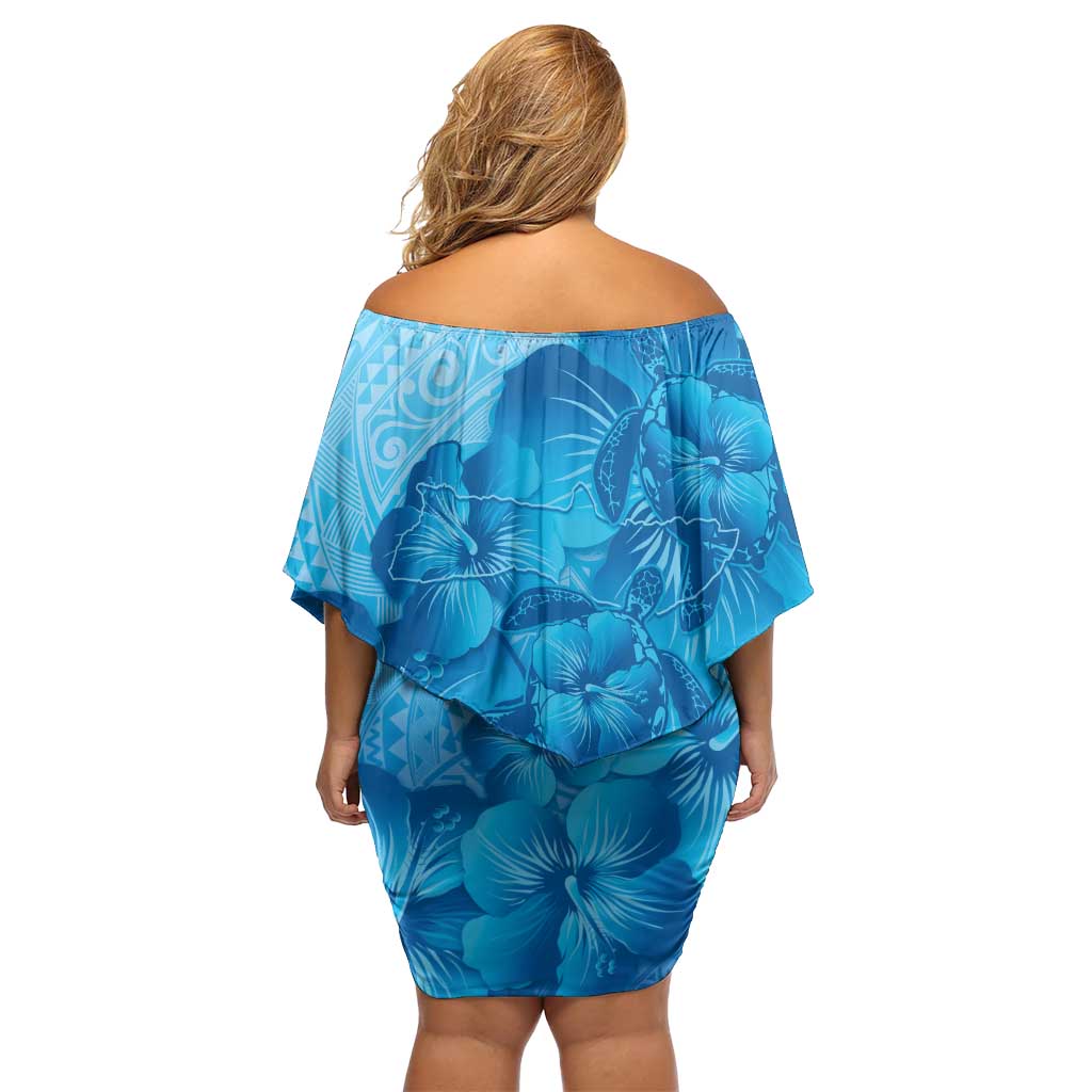 Aloha Hawaii Molokai Island Family Matching Off Shoulder Short Dress and Hawaiian Shirt Hibiscus Tribal Honu Hawaiian Tattoo LT14 - Polynesian Pride